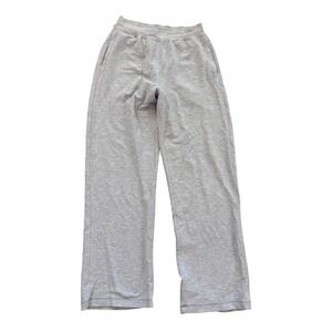 Alo Yoga Waffle Knit Wide Leg Sweatpants Grey Thermal Lounge Pants Small